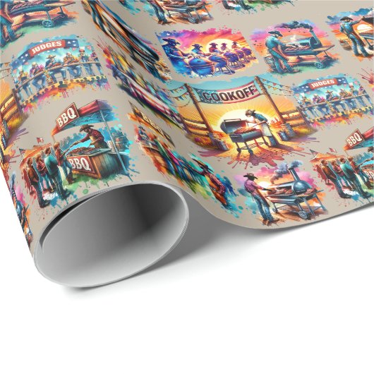 西カウボーイBBQクックオフシーン1 ラッピングペーパー (ロールコーナー)