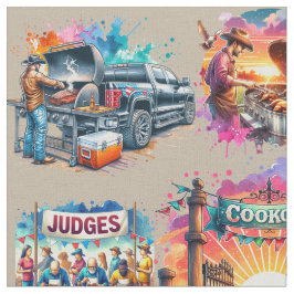 西カウボーイBBQクックオフシーン2 ファブリック