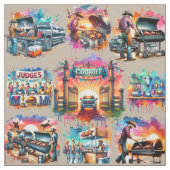 西カウボーイBBQクックオフシーン2 ファブリック (見本)