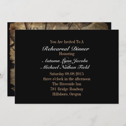 西カウボーグランジイのリ結婚ハーサルディナー 招待状 (正面/裏面)