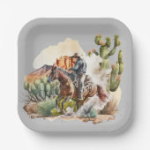 西カッコいいカウボーイ愛好家 ペーパープレート (正面)