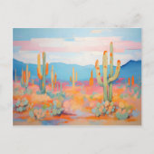西カラフル砂漠サボテン鮮やか絵を描ズ ポストカード (正面)