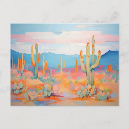 西カラフル砂漠サボテン鮮やか絵を描ズ ポストカード (正面)