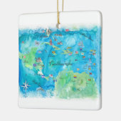 西カリブのな巡航旅行ポスター地図アンチル諸島 セラミックオーナメント (左)