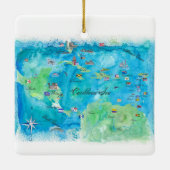 西カリブのな巡航旅行ポスター地図アンチル諸島 セラミックオーナメント (裏面)