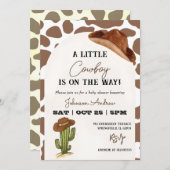 西カントリーのカウボーイ赤ちゃんシャワー 招待状 (正面/裏面)