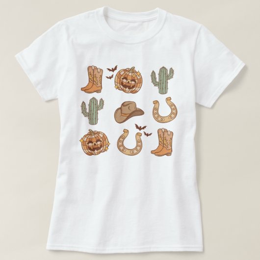 西カントリーカウボーイブートパンプキンハロウィーン Tシャツ (デザイン正面)