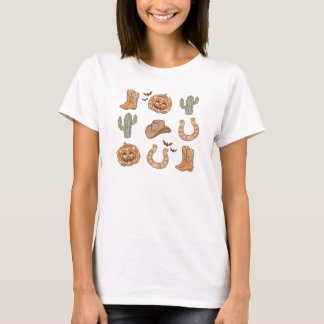 西カントリーカウボーイブートパンプキンハロウィーン Tシャツ