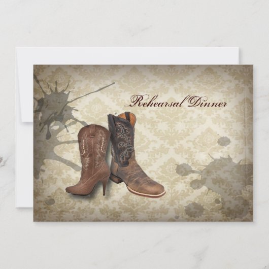 西カントリーカウボーイ結婚のリハーサルディナー 招待状 (裏面)