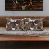 西カントリーコウィドブラウンレザー アクセントクッション