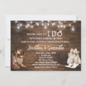 西カントリーブーツカップルのシャワーを行う前に 招待状 (正面)