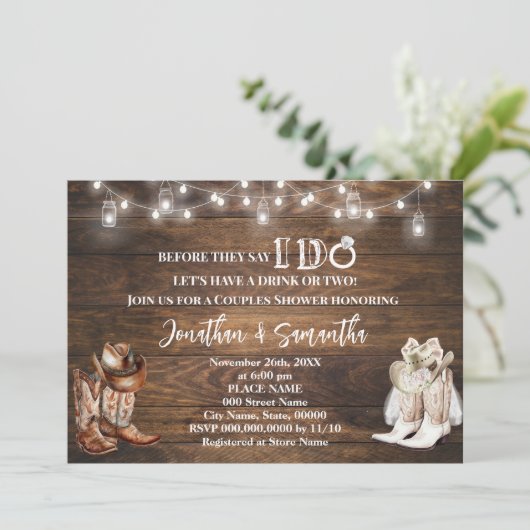 西カントリーブーツカップルのシャワーを行う前に 招待状 (スタンド正面)