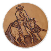 西カントリー乗馬ロデオ・カウボーイ セラミックノブ (正面)