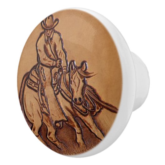 西カントリー乗馬ロデオ・カウボーイ セラミックノブ (右)