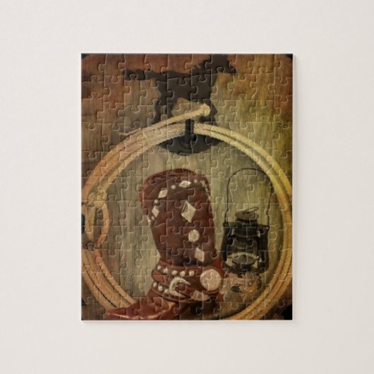 西カントリーRodeoカウボーイブーツなげなわロープ ジグソーパズル (縦)