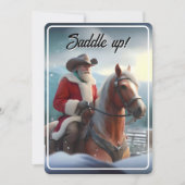 西クリスマスに馬に乗るサンタクロース 招待状 (正面)