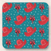 西クリスマスのカウボーイ帽子とキャンディカン コースター (正面)