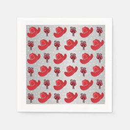 西クリスマスのカウボーイ帽子とキャンディカン スタンダードカクテルナプキン