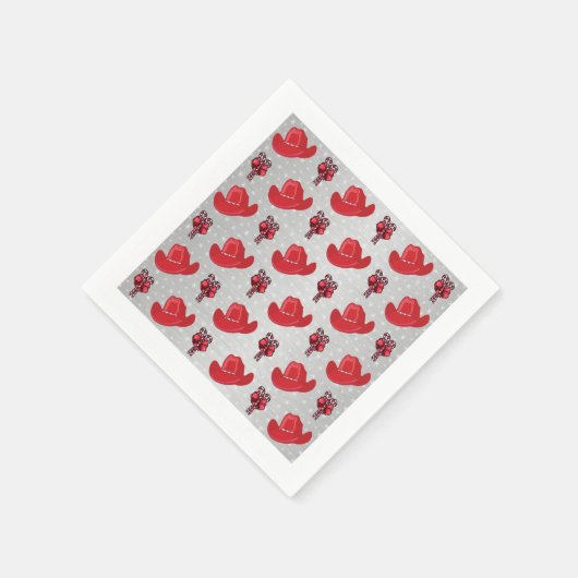 西クリスマスのカウボーイ帽子とキャンディカン スタンダードカクテルナプキン (角)