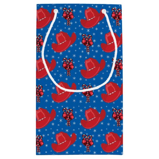 西クリスマスのカウボーイ帽子とキャンディカン スモールペーパーバッグ (裏面)