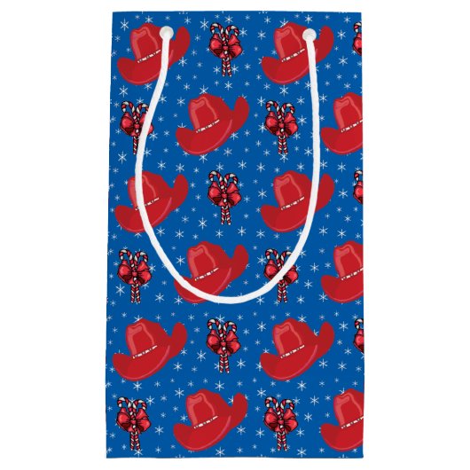 西クリスマスのカウボーイ帽子とキャンディカン スモールペーパーバッグ (正面)