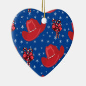 西クリスマスのカウボーイ帽子とキャンディカン セラミックオーナメント (右)