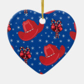 西クリスマスのカウボーイ帽子とキャンディカン セラミックオーナメント (正面)