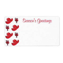 西クリスマスのカウボーイ帽子とキャンディカン ラベル