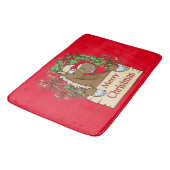 西クリスマスの漫画の馬とリース バスマット (アングル)