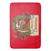 西クリスマスの漫画の馬とリース バスマット (正面縦)