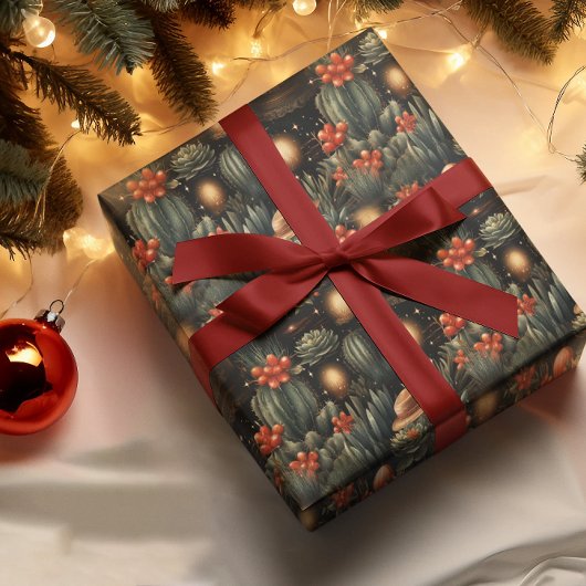 西クリスマスカウボーイサボクムーディー ラッピングペーパー