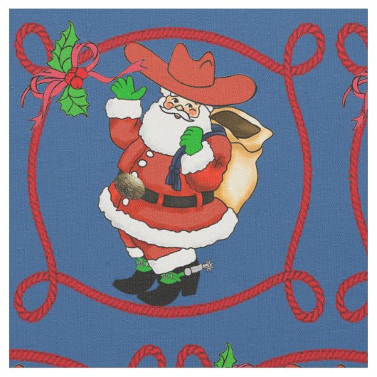 西クリスマスカウボーイサンタ ファブリック (クローズアップ)