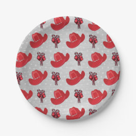 西クリスマスカウボーイハットとキャンディカン ペーパープレート