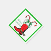 西クリスマスカウボーイブーツのハッピーホリデー スタンダードカクテルナプキン (角)