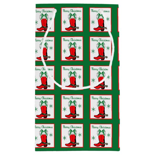 西クリスマスカウボーイブーツ抱き枕 スモールペーパーバッグ (裏面)