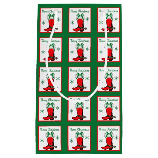 西クリスマスカウボーイブーツ抱き枕 スモールペーパーバッグ (正面)