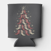 西クリスマスカウボーイブートツリー女性のカーボーイブーツ 缶クーラー (正面)