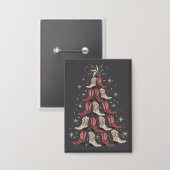 西クリスマスカウボーイブートツリー女性のカーボーイブーツ 缶バッジ (正面/裏面)