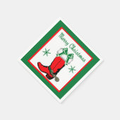 西クリスマスカウボーイブートメリークリスマス スタンダードカクテルナプキン (角)