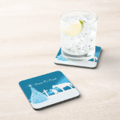 西クリスマスカウボーイ祈の冬の雪景色 コースター (右側)