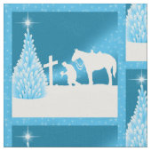 西クリスマスカウボーイ祈の織物 ファブリック (クローズアップ)