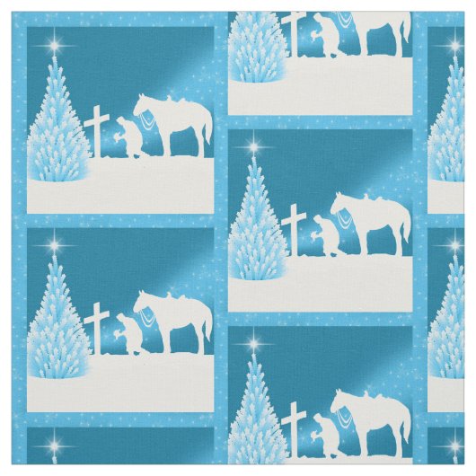 西クリスマスカウボーイ祈の織物 ファブリック (見本)