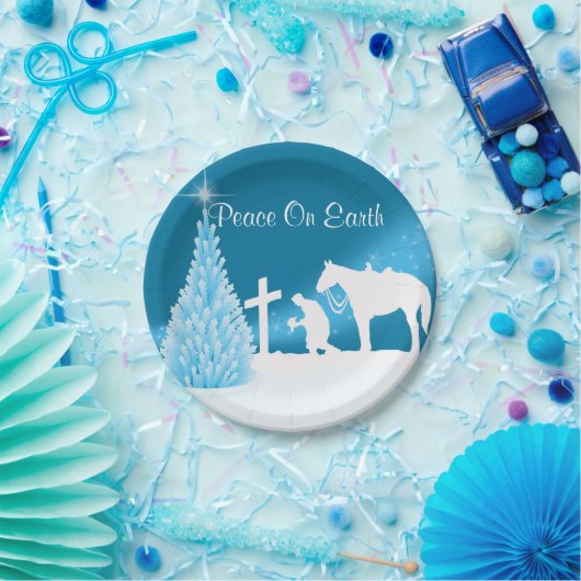 西クリスマスカウボーイ祈ズプレート ペーパープレート (パーティー)