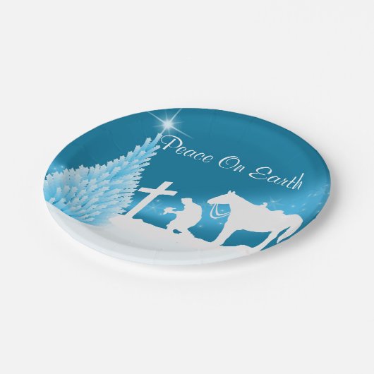 西クリスマスカウボーイ祈ズプレート ペーパープレート (アングル)