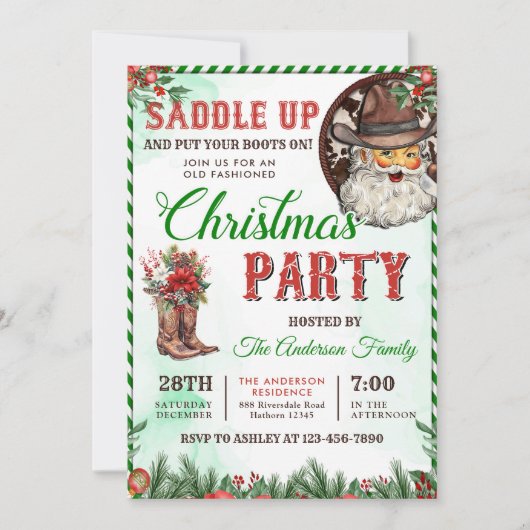 西クリスマスカントリーブーツパーティー 招待状 (正面)