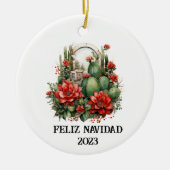 西クリスマスサボテン セラミックオーナメント (正面)