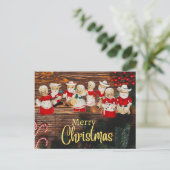 西クリスマスサンタクロースのカウボーイ夫人クロース シーズンポストカード (スタンド正面)