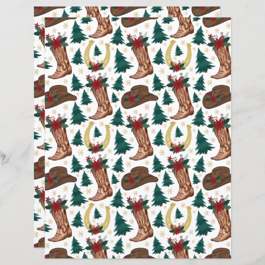 西クリスマススクラップブック紙イン白 (正面/裏面)