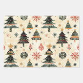 西クリスマスツリーブランチポインセチアフローラ ラッピングペーパーシート (正面)