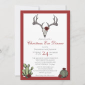 西クリスマスディナートナカイ〔雄ジカの〕枝角&サボテン 招待状 (正面)